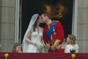 Prince William and Catherine kiss