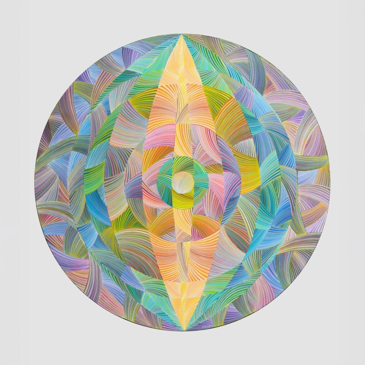 “45”, 2025. Synthetic polymer paint on canvas. 90 cms diameter.