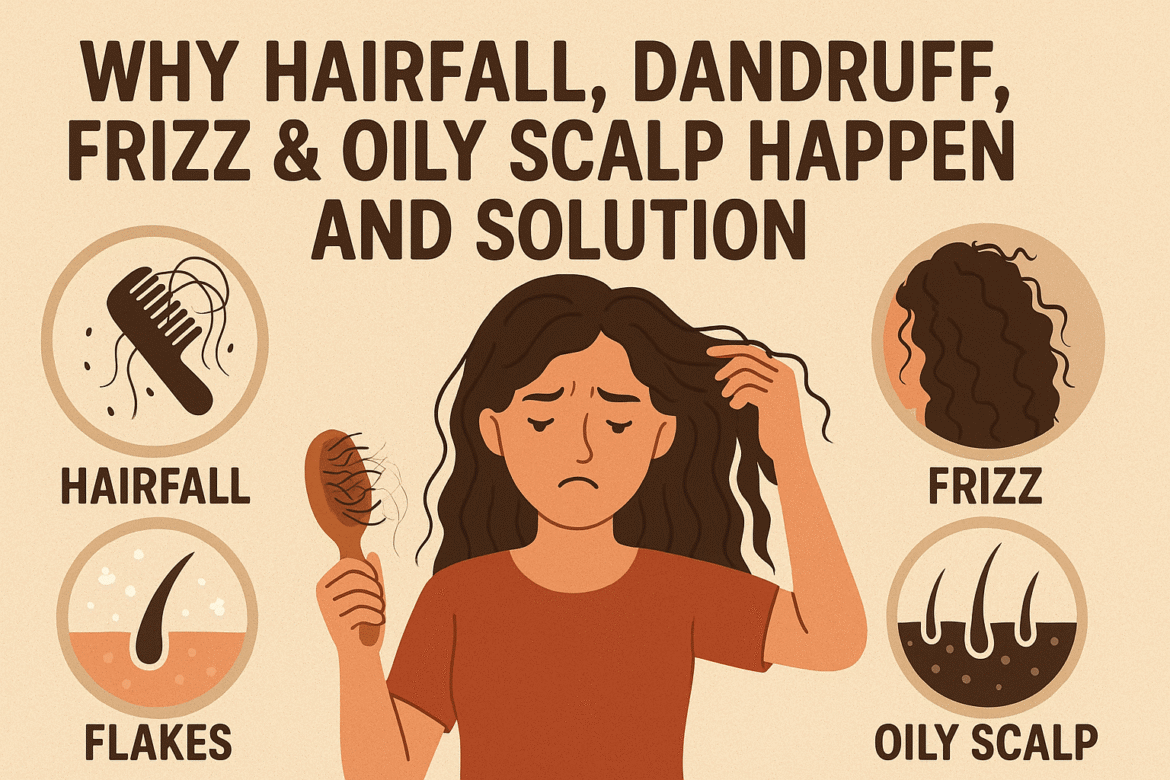 Why Hairfall, Dandruff, Frizz & Oily Scalp Happen