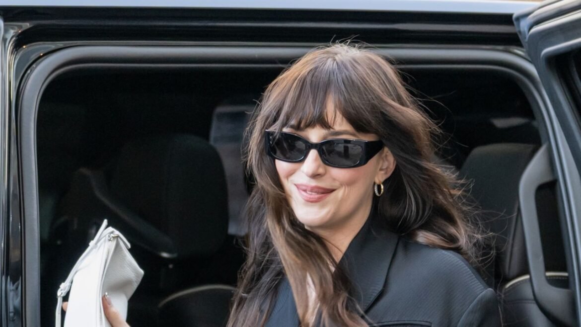 Dakota Johnson Wore A ‘Liquid Silver' French Manicure At New York Fashion Week 2026