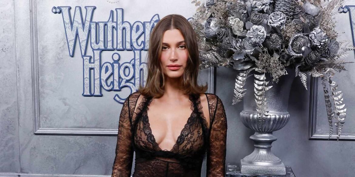 Hailey Bieber's Pearly 'Wuthering Heights' Manicure Is an Immediate Classic