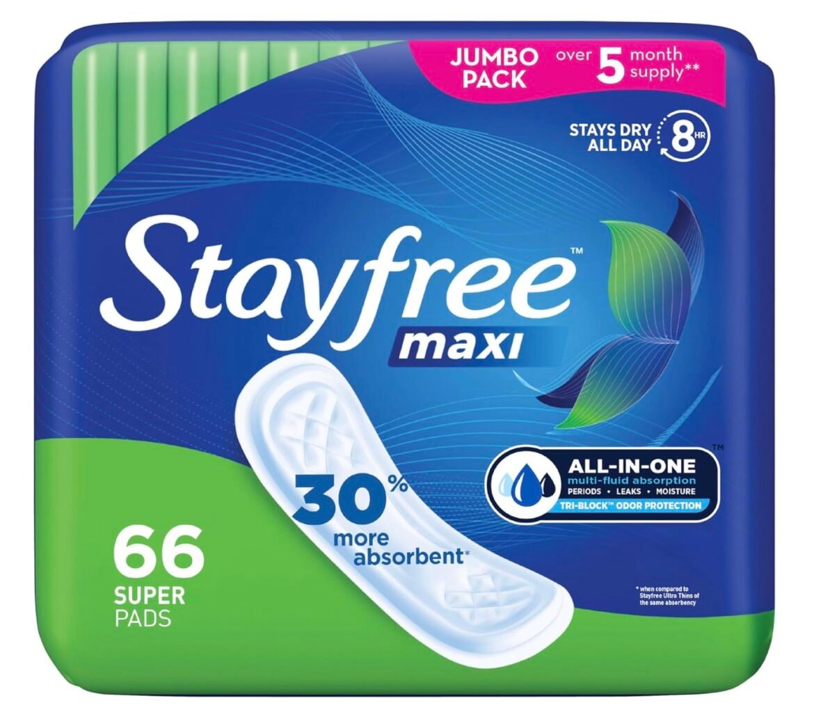 Stayfree Maxi Pads (66 Count) only $5.10 shipped!