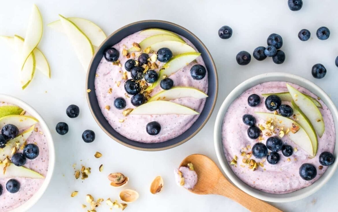 Raspberry Smoothie Bowls With Pears & Pistachios