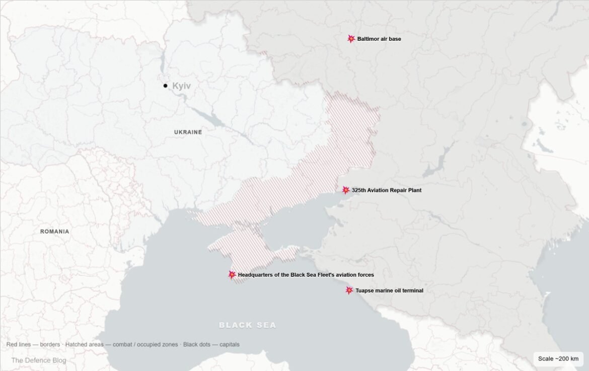 Ukraine hits Russian airbase, naval HQ and oil terminal overnight